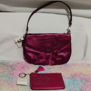 SALE! New Coach Megenta Pink Women's Jewel Mini Bag & Matching Wallet Set